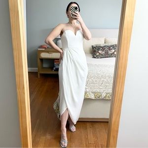 Shona Joy U Wire Bustier Draped Dress in Ivory